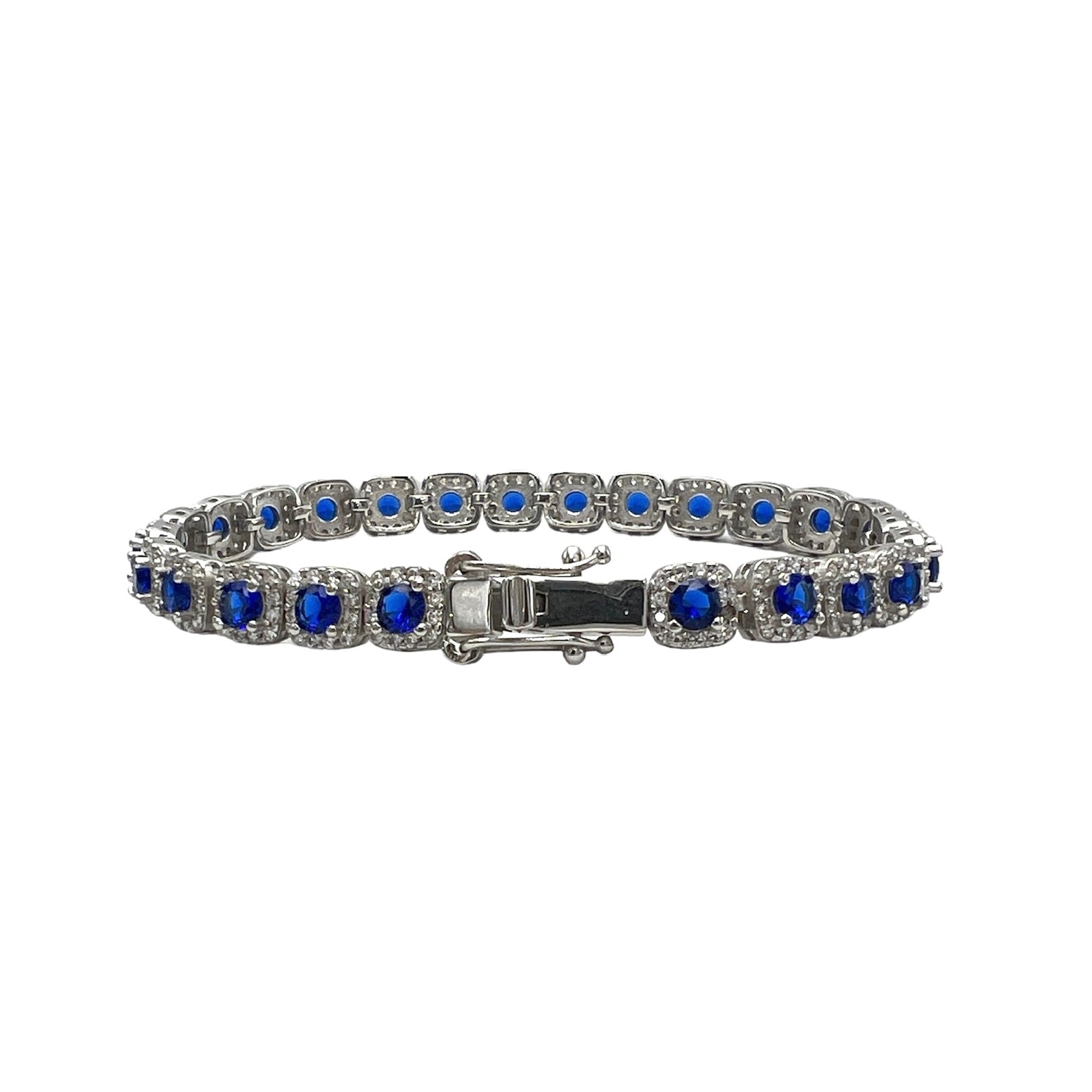 Tennis Definition Blue Silver Bracelet