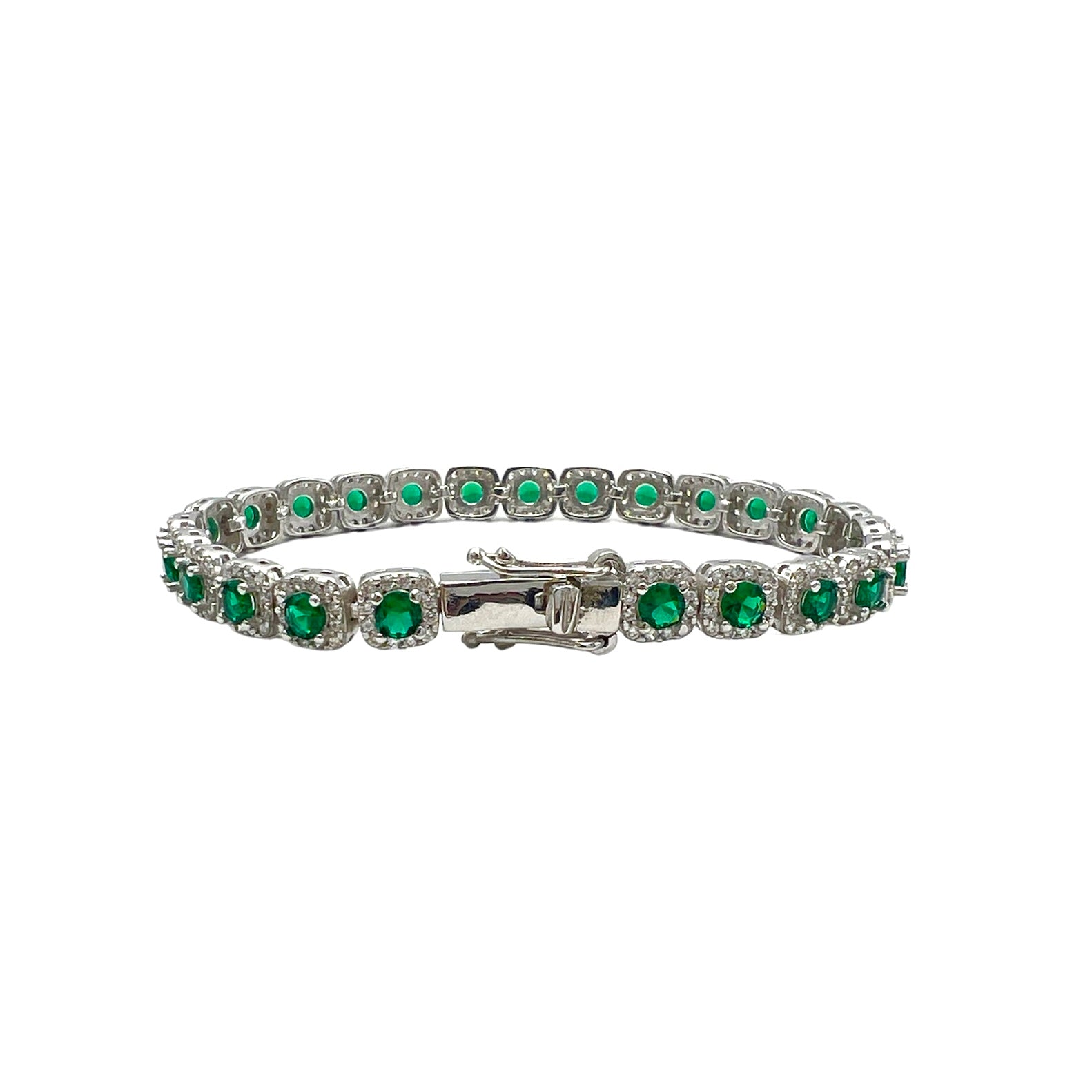 Tennis Definition Green Silver Bracelet