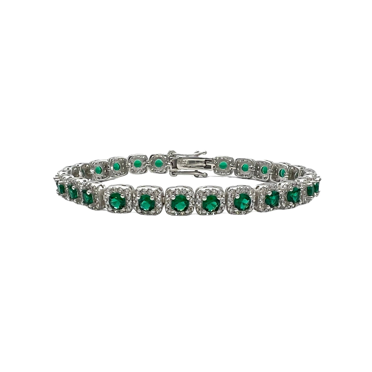 Tennis Definition Green Silver Bracelet