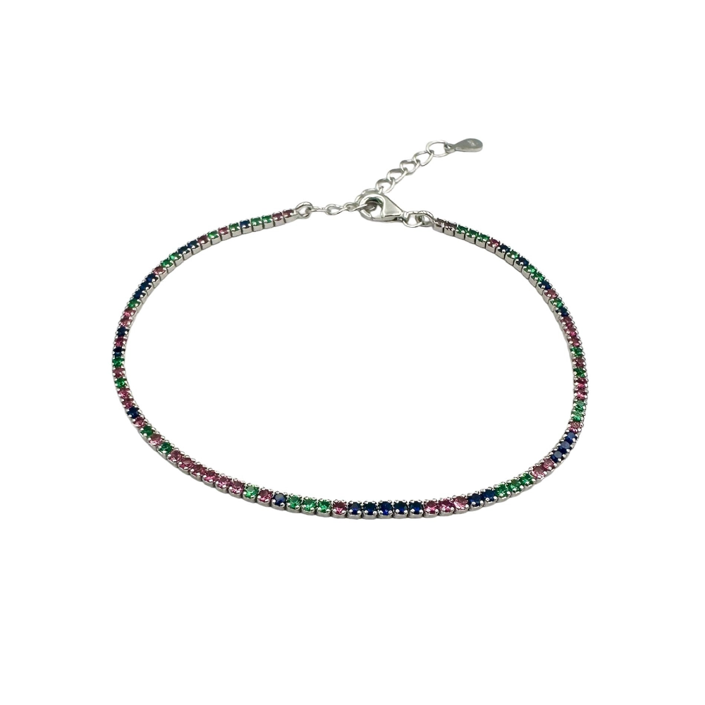 Tennis Bracelet 1.5mm Multicolor2 Silver