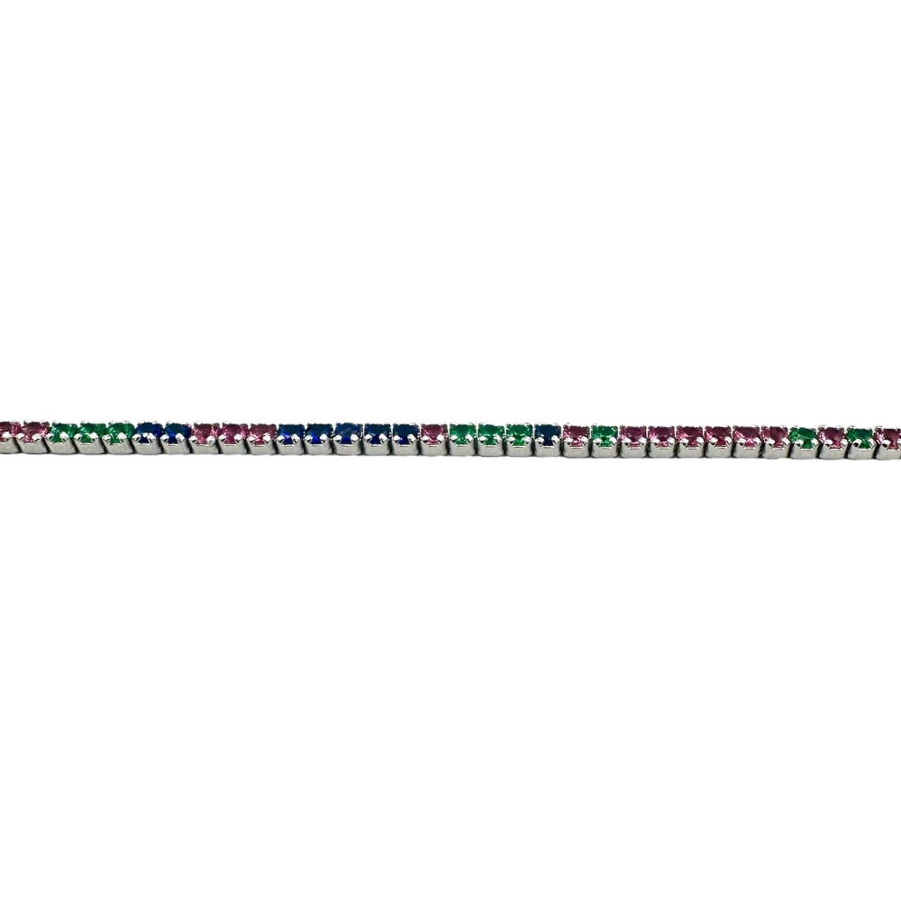 Tennis Bracelet 1.5mm Multicolor2 Silver