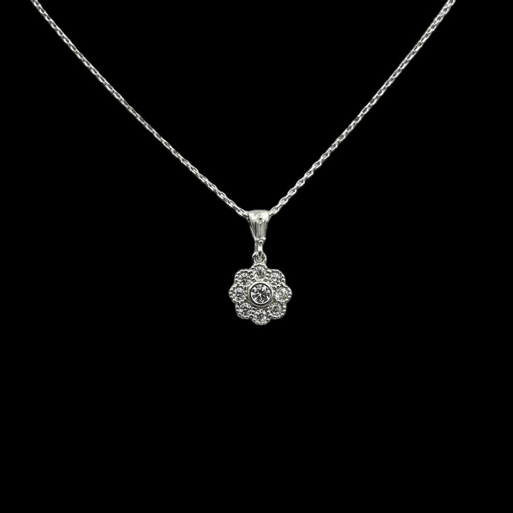 Necklace With Silver Flower Pendant