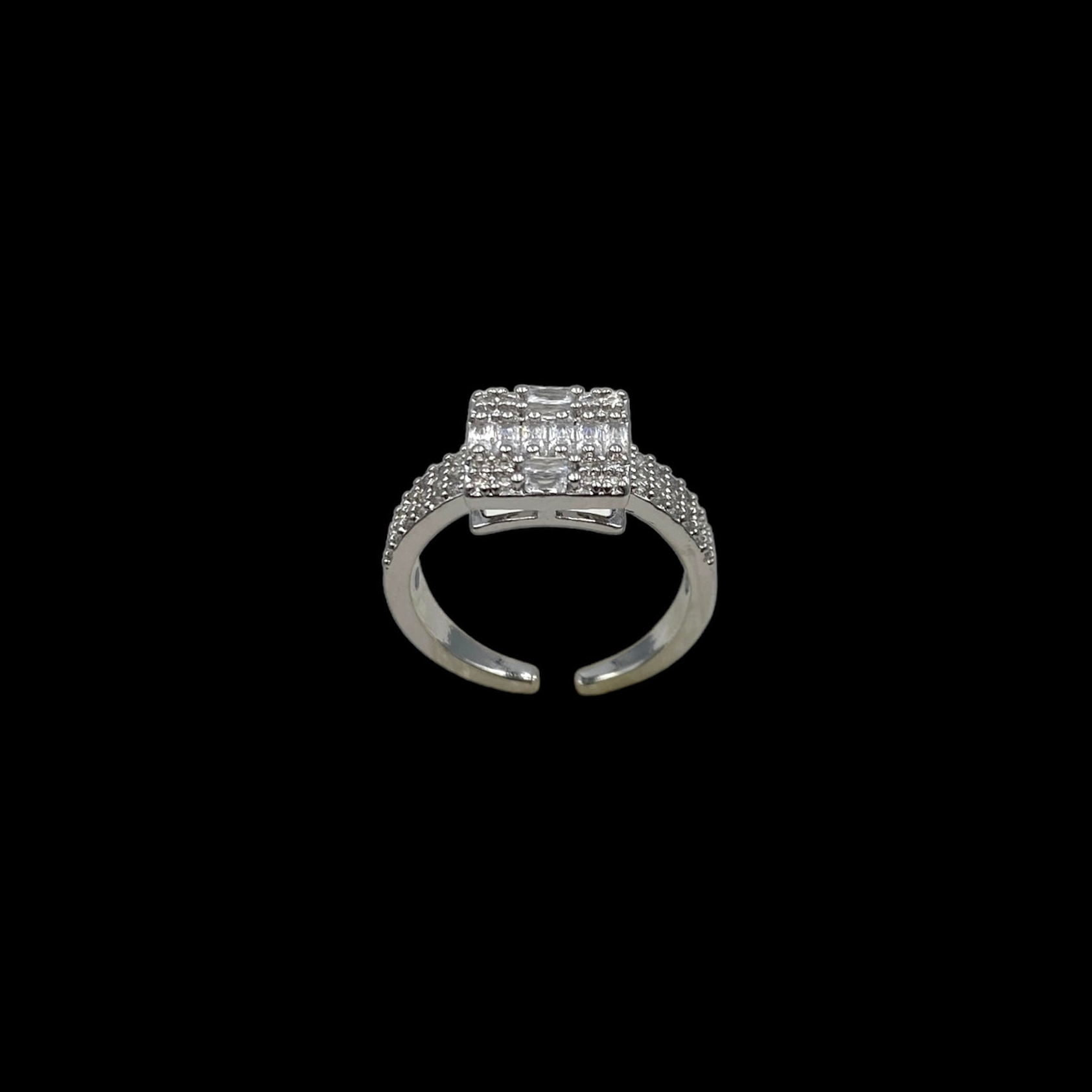 Square Silver Adjustable Ring