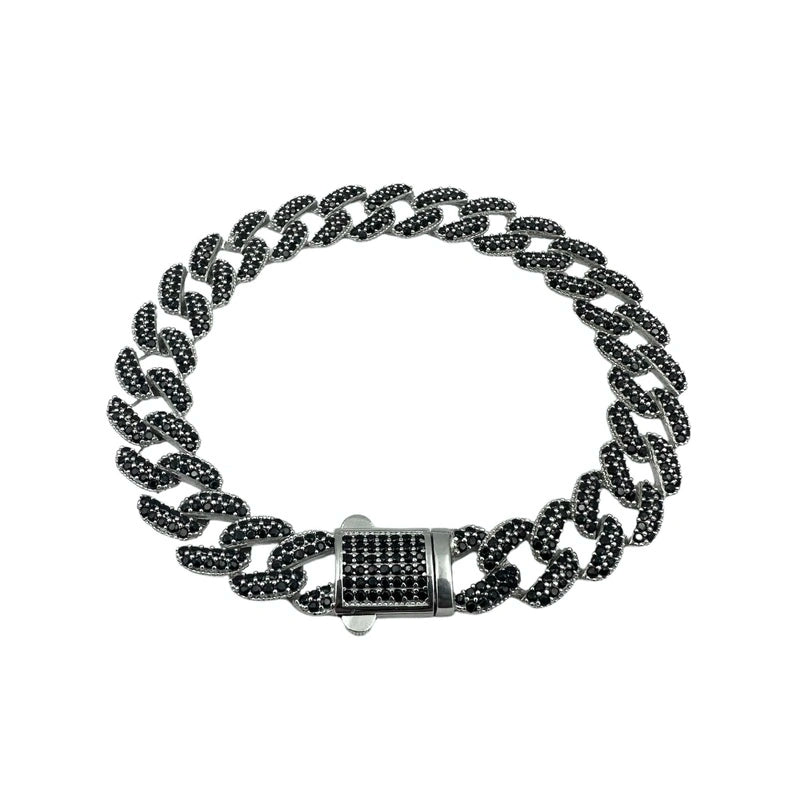 Cuban Silver Black&amp;White bracelet