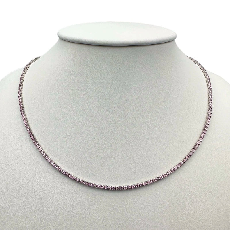 Necklace Tennis 1.5mm Soft Pink Silver