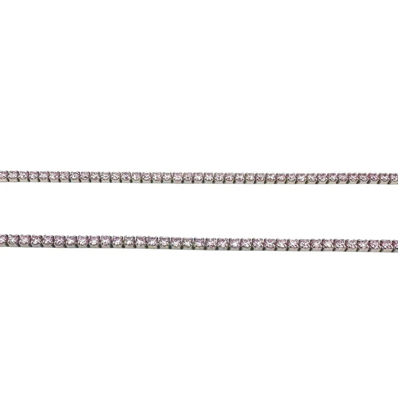 Necklace Tennis 1.5mm Soft Pink Silver