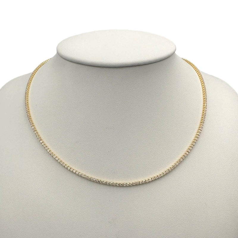 Tennis Necklace 2mm Silver Plated with 24k GOLD