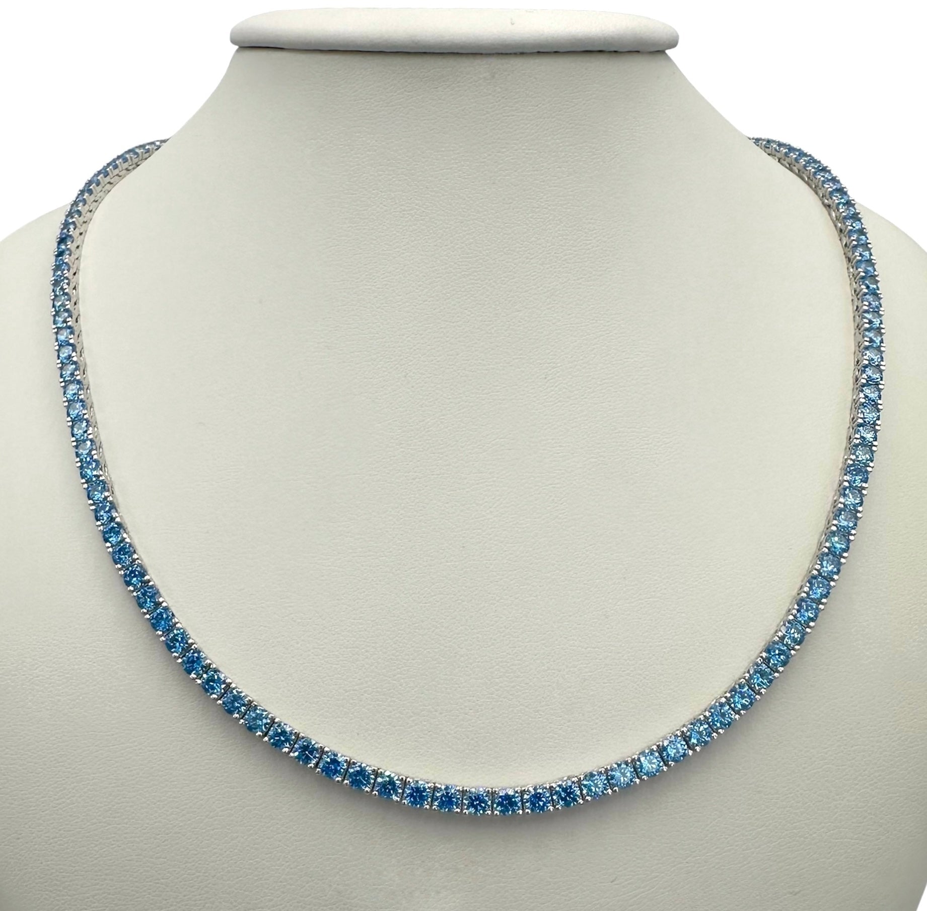 Royal Blue Tennis Necklace 50cm Silver