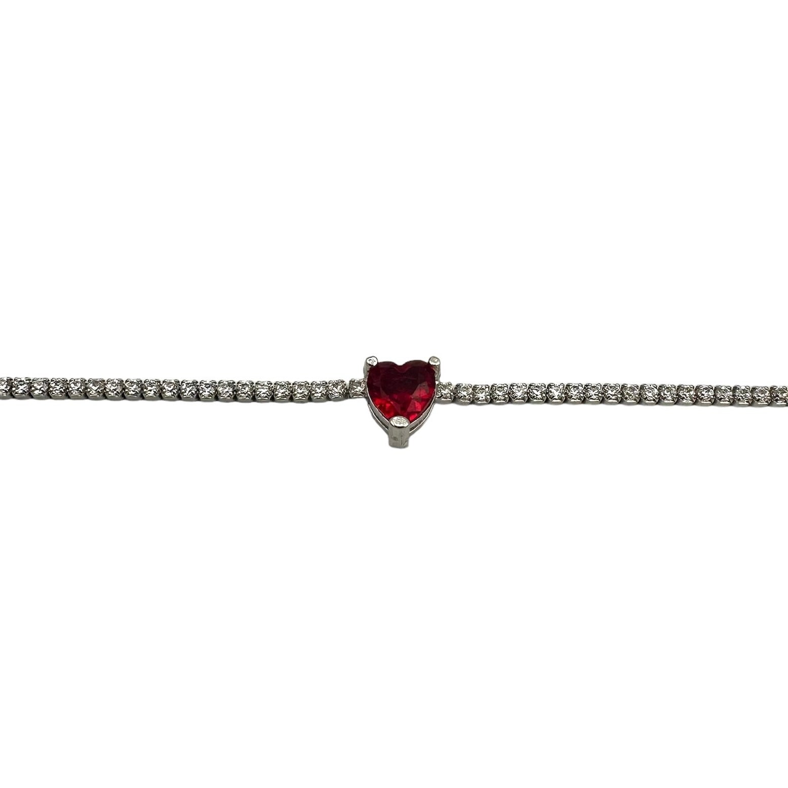 Julieta Tennis Bracelet Red Silver