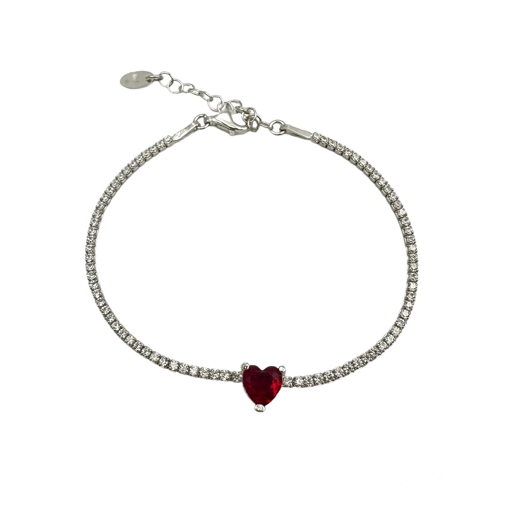 Julieta Tennis Bracelet Red Silver