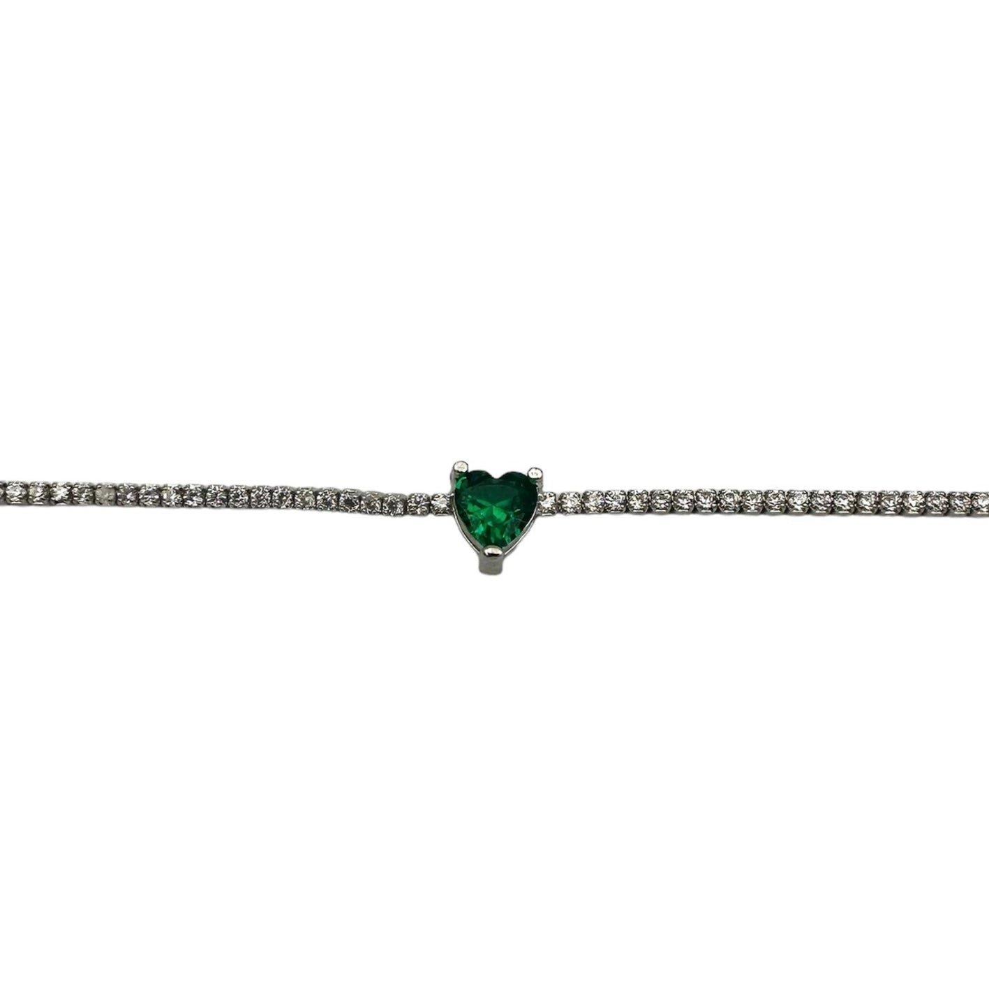 Julieta Tennis Bracelet Green Silver