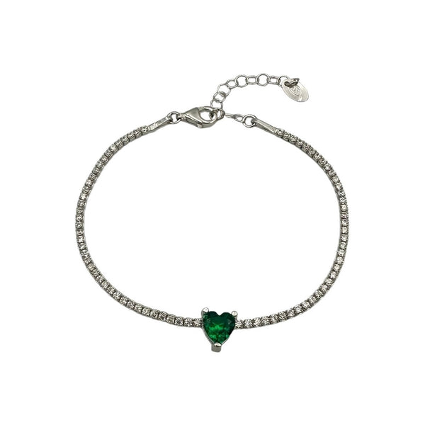 Julieta Tennis Bracelet Green Silver