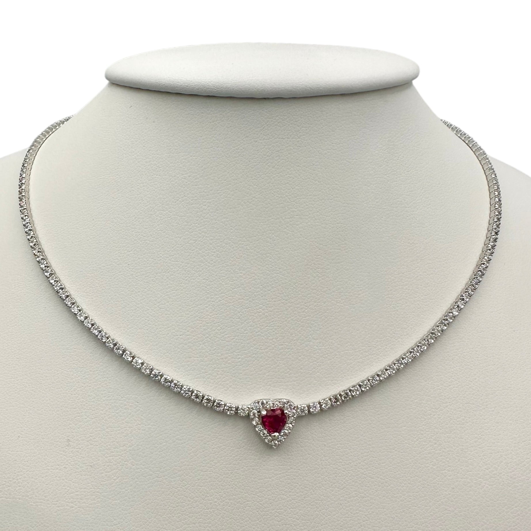 Necklace Tennis VDAY Red Silver