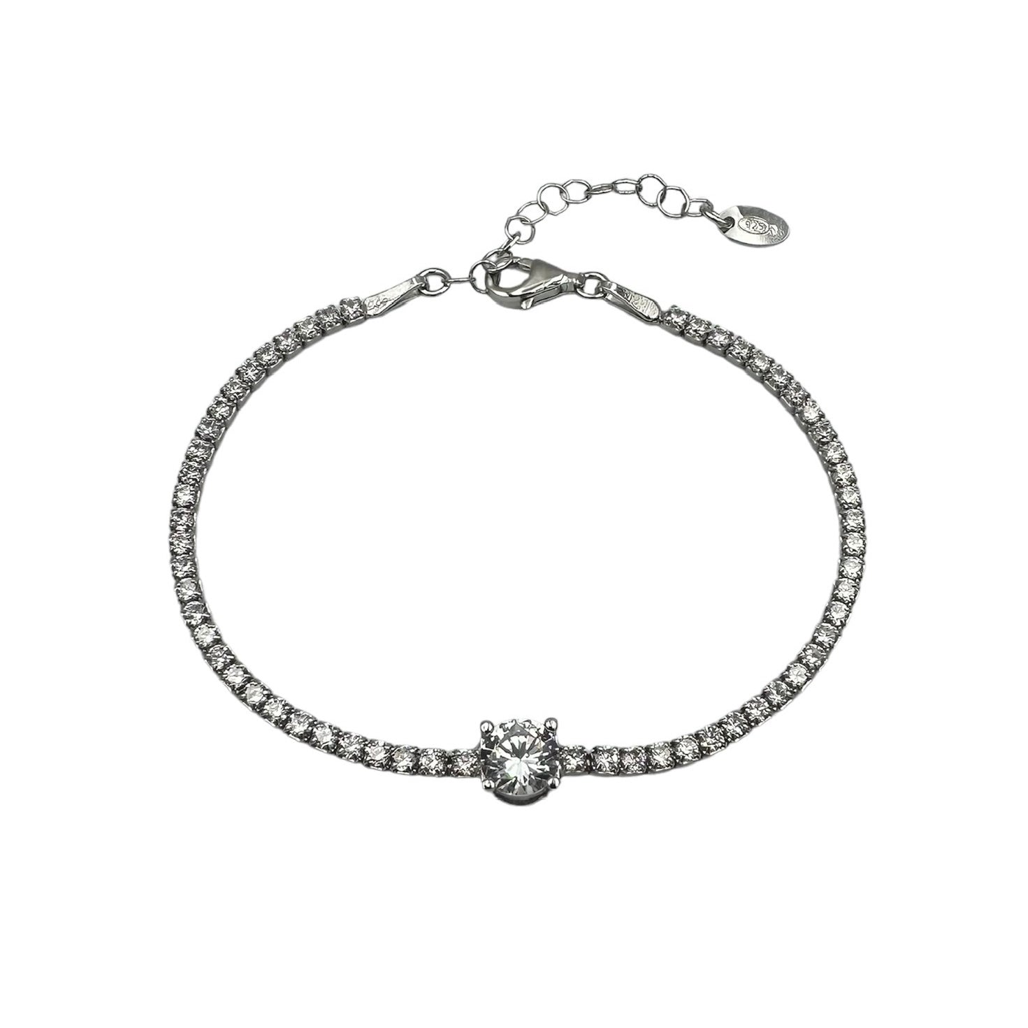 Tennis Diamonds Time Silver Bracelet