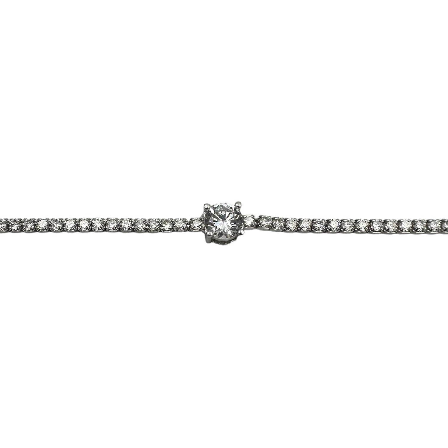 Tennis Diamonds Time Silver Bracelet