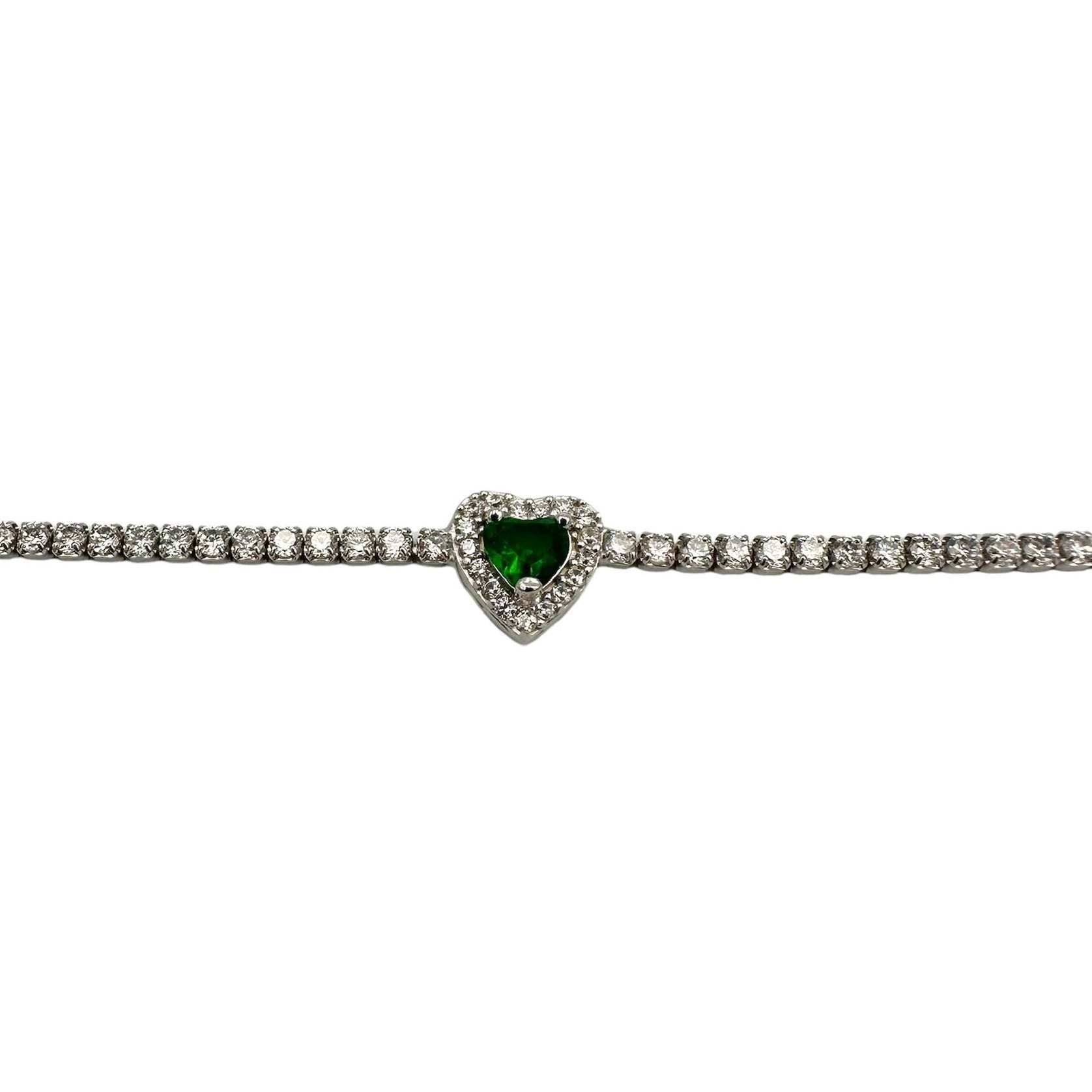 Tennis Bracelet VDAY Green Silver