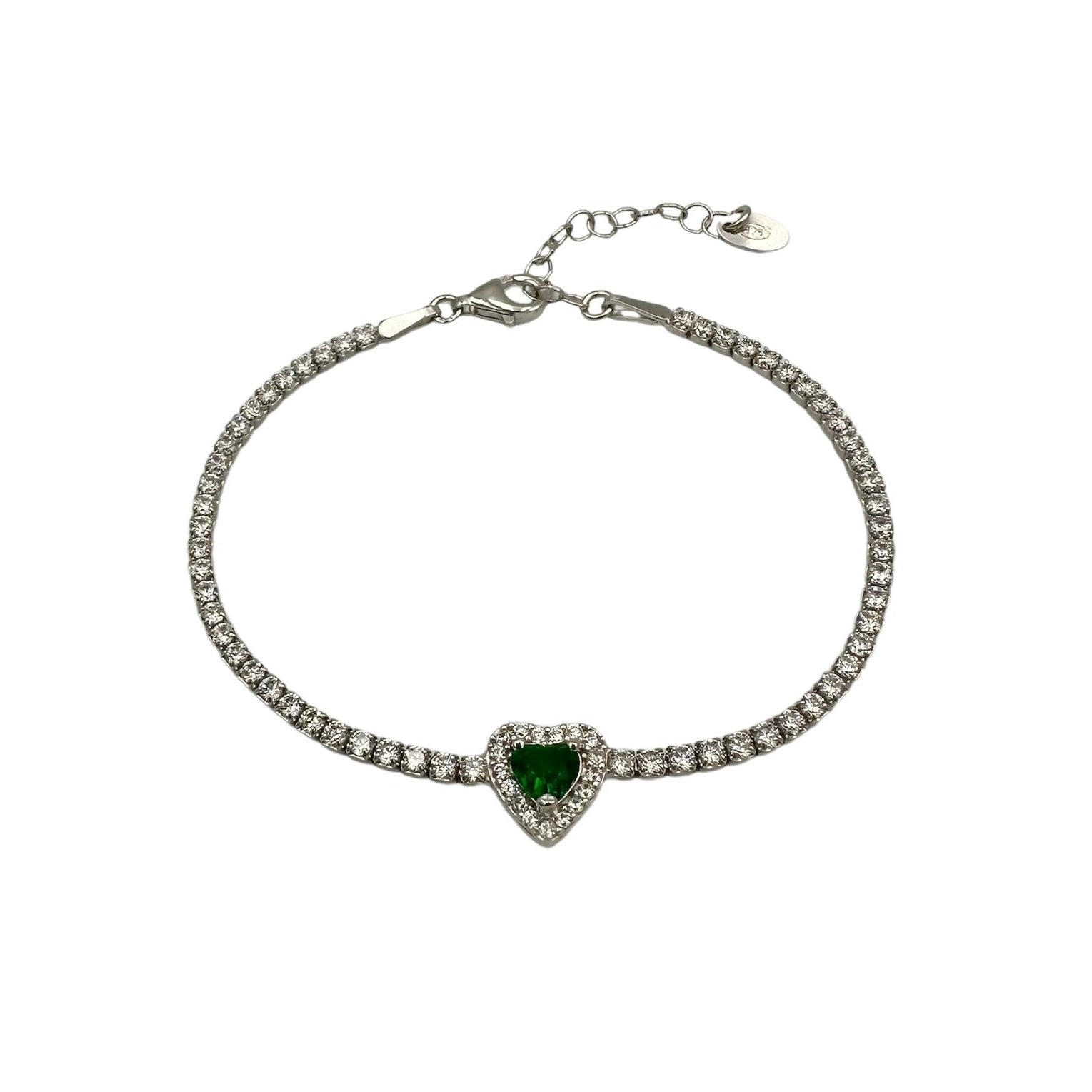 Tennis Bracelet VDAY Green Silver