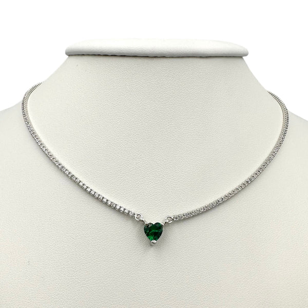 Necklace Tennis Julieta Green Silver