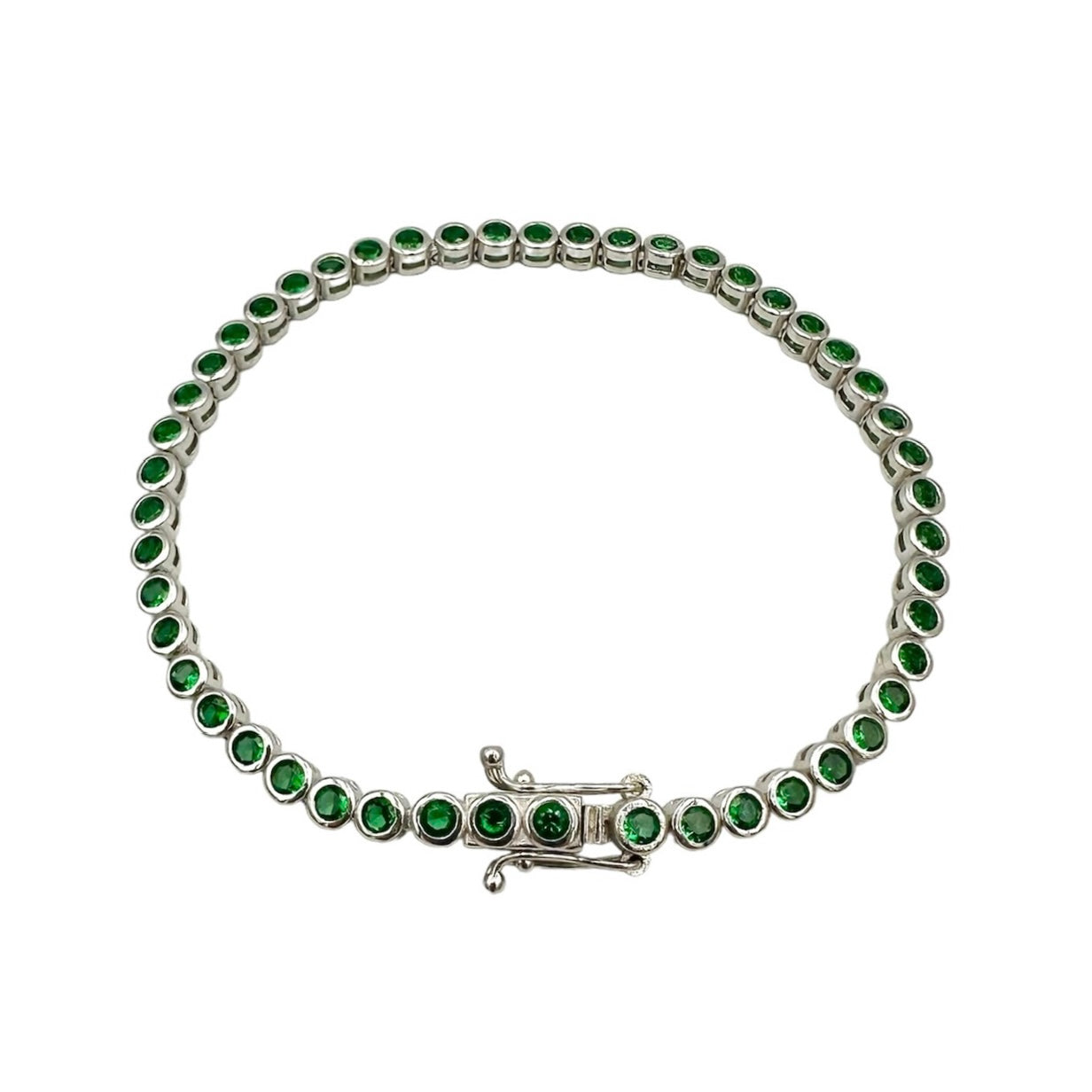 Tennis Bracelet Medium Pills Green Silver