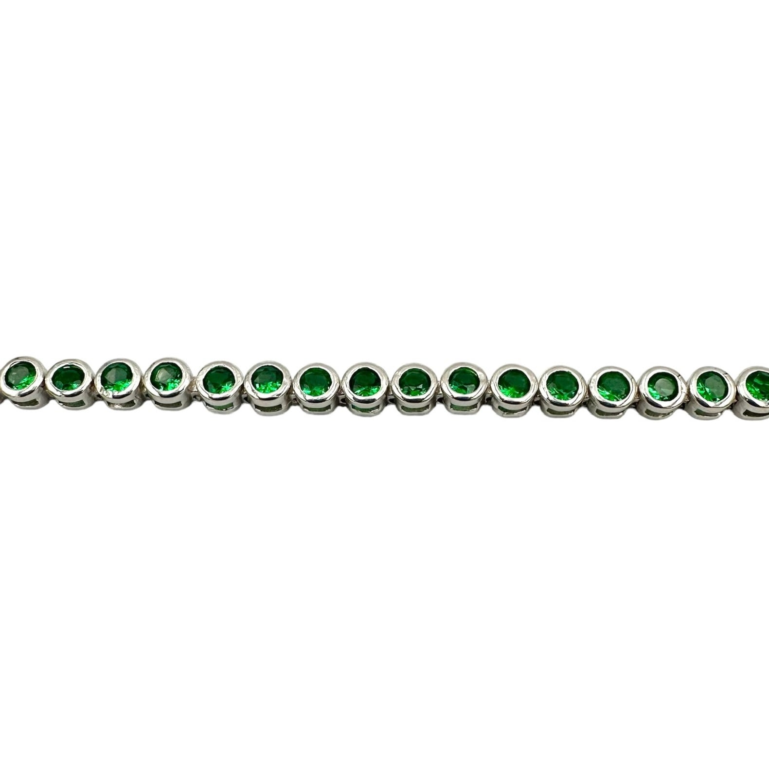 Tennis Bracelet Medium Pills Green Silver