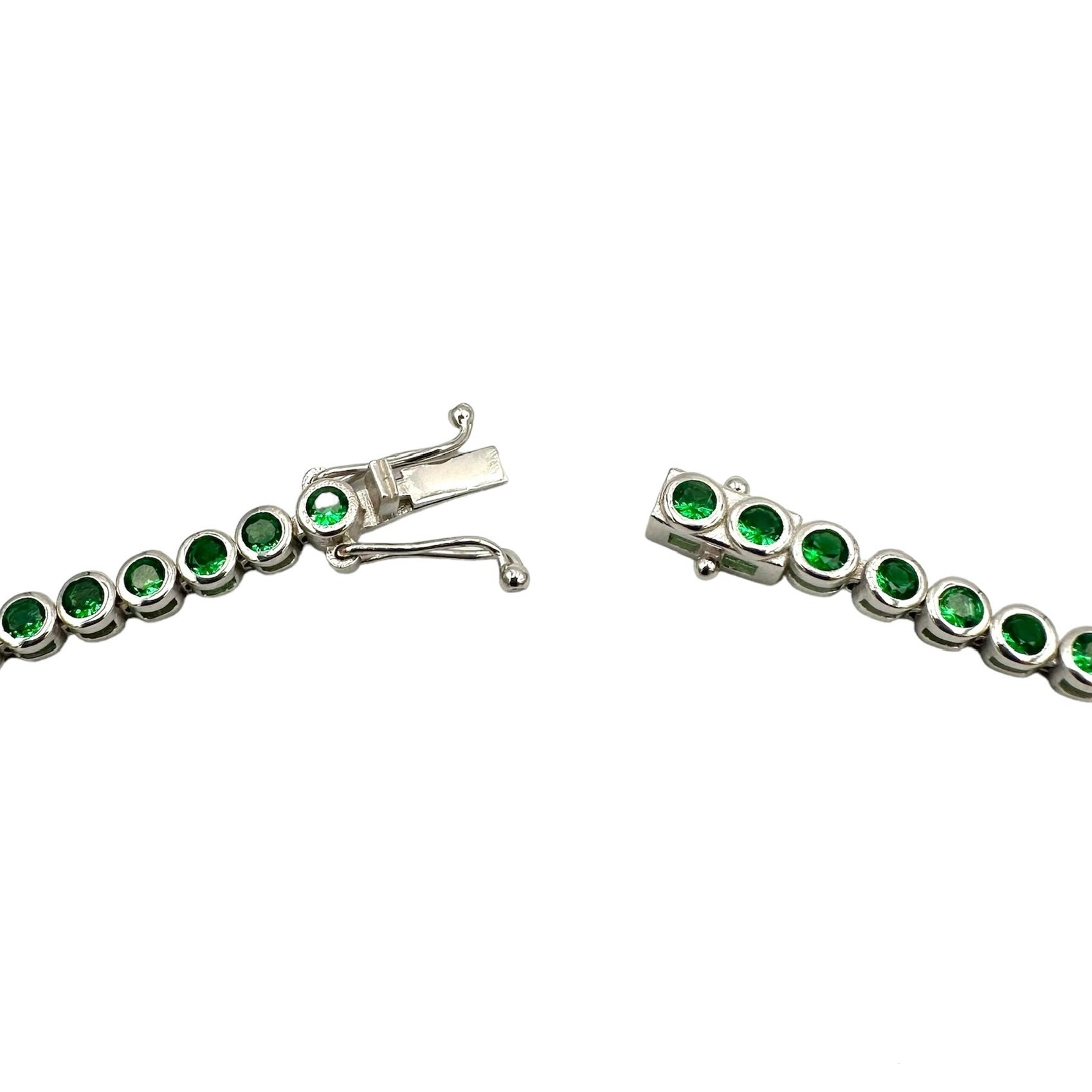 Tennis Bracelet Medium Pills Green Silver