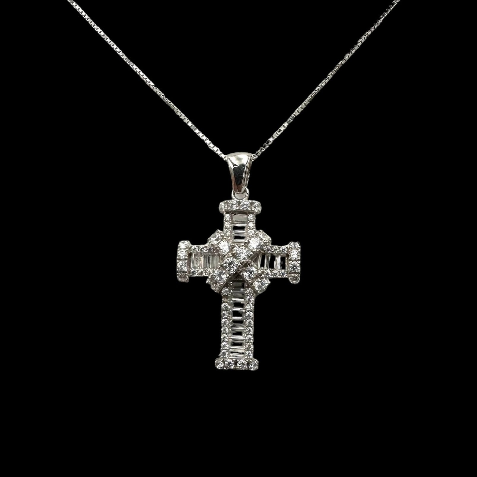 Silver X-Cross Baby Necklace