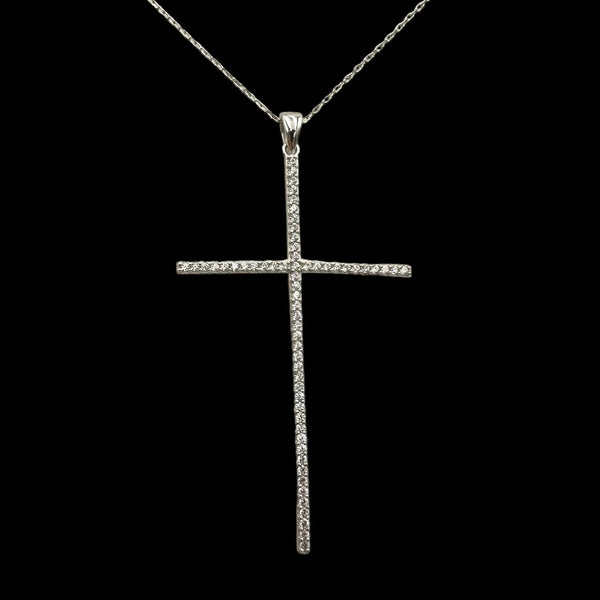 Silver L Cross Pendant Necklace