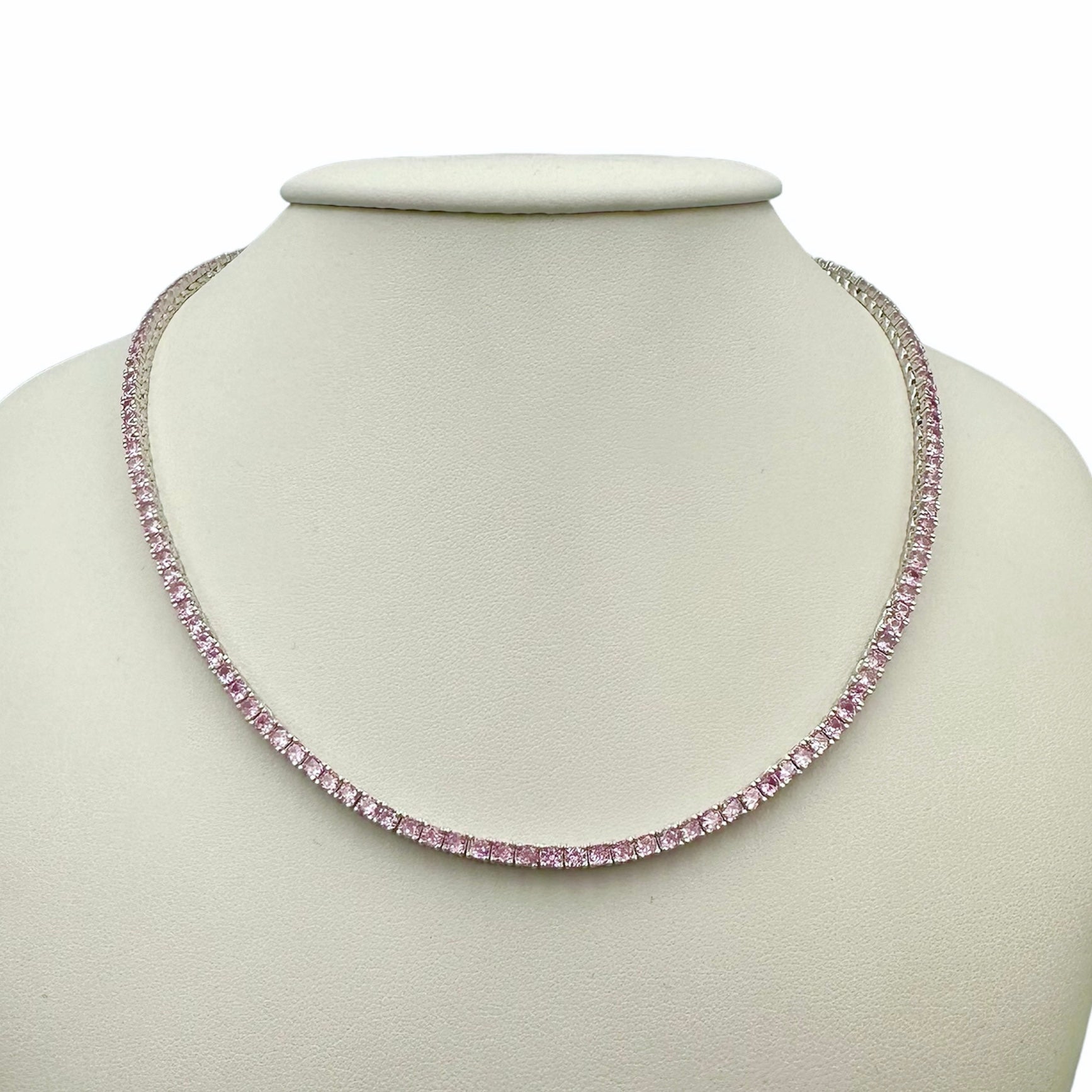 Necklace Tennis 3mm ROSE Silver Neck Base