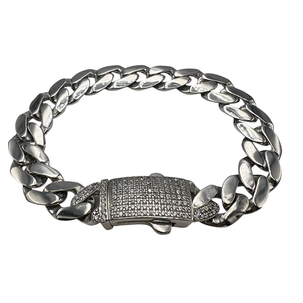 Brățară Cuban No Stones 11mm ARGINT