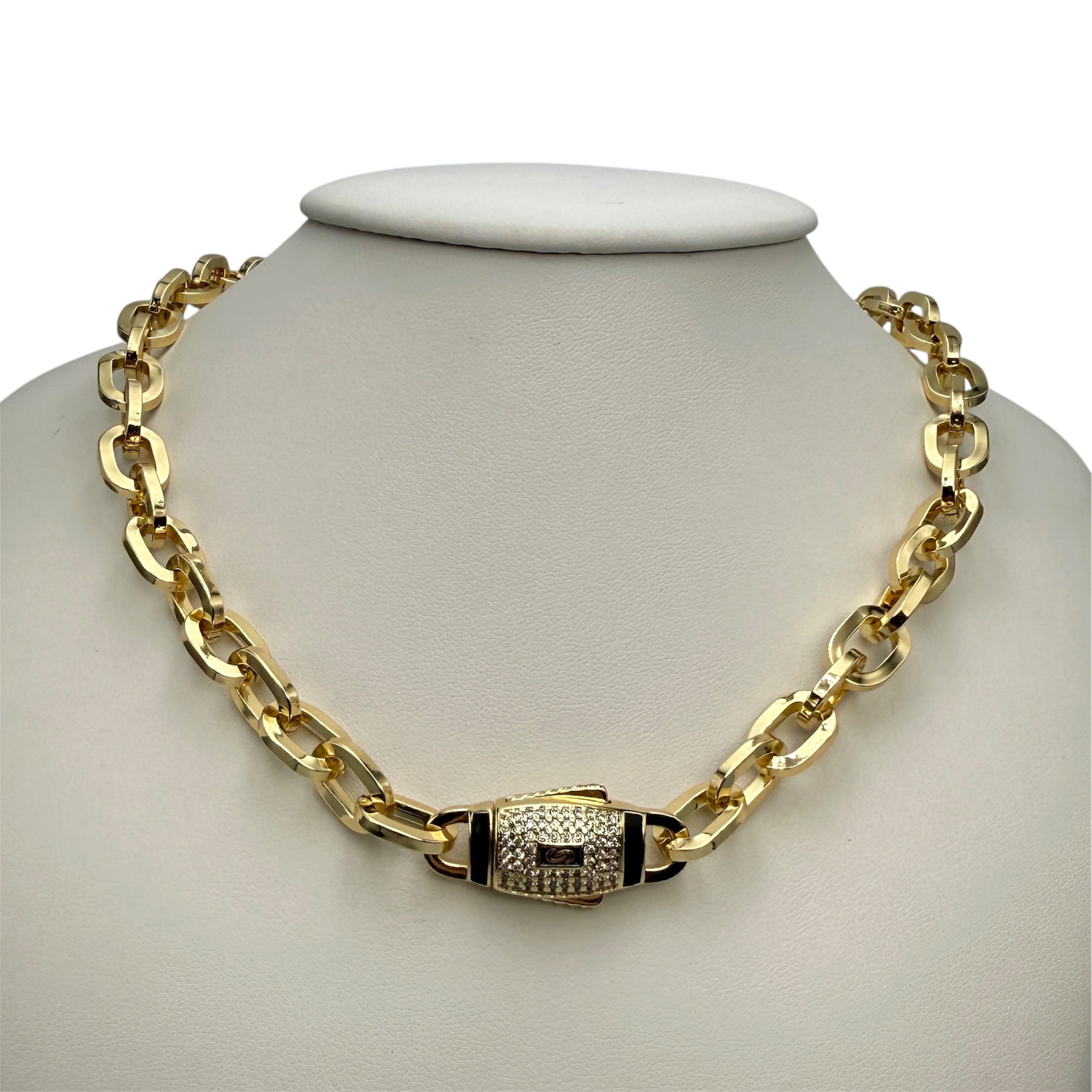 Colier Cuban Monaco Oval Placat cu Aur