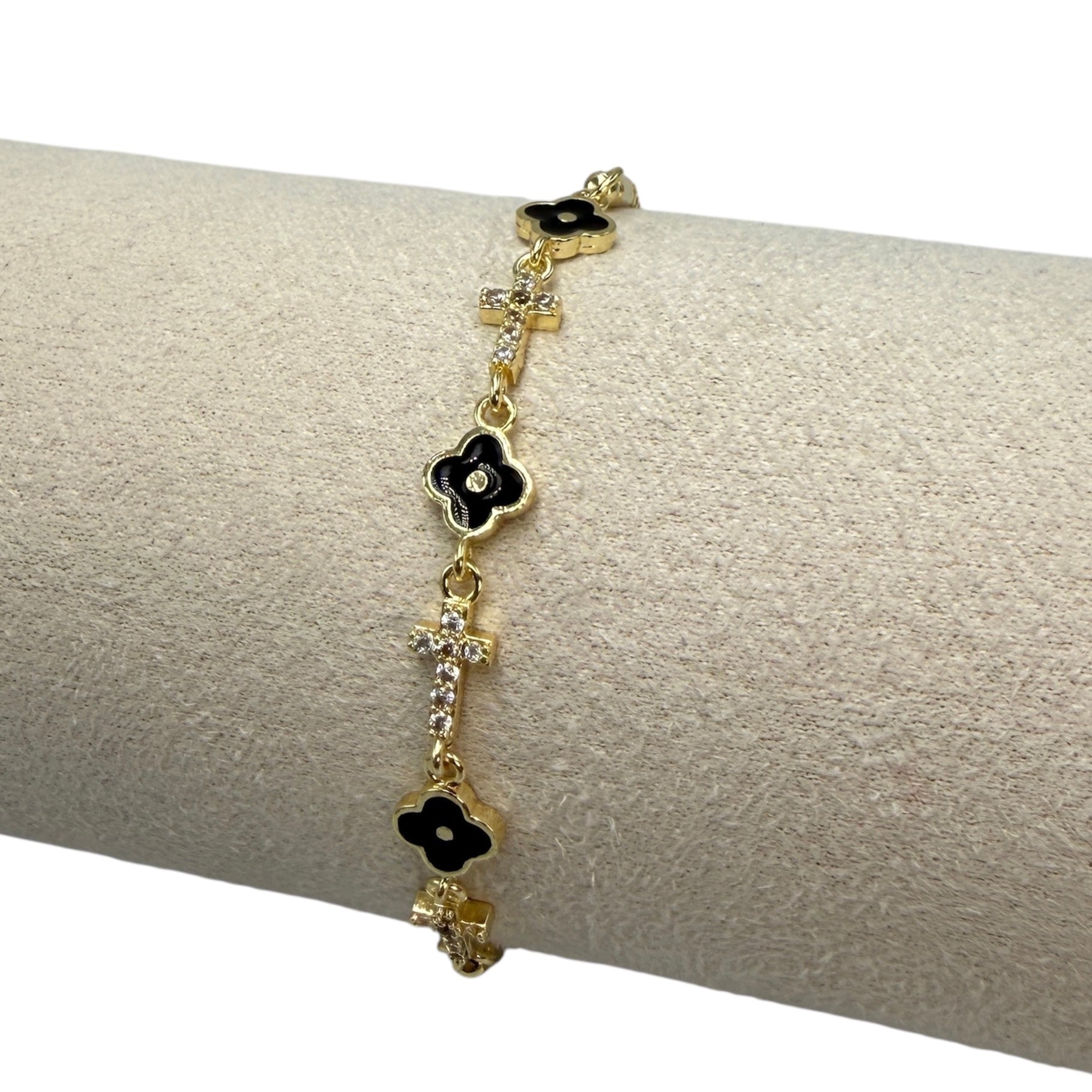 Brățară Reglabilă Trifoi Cruce 2 Placată cu Aur