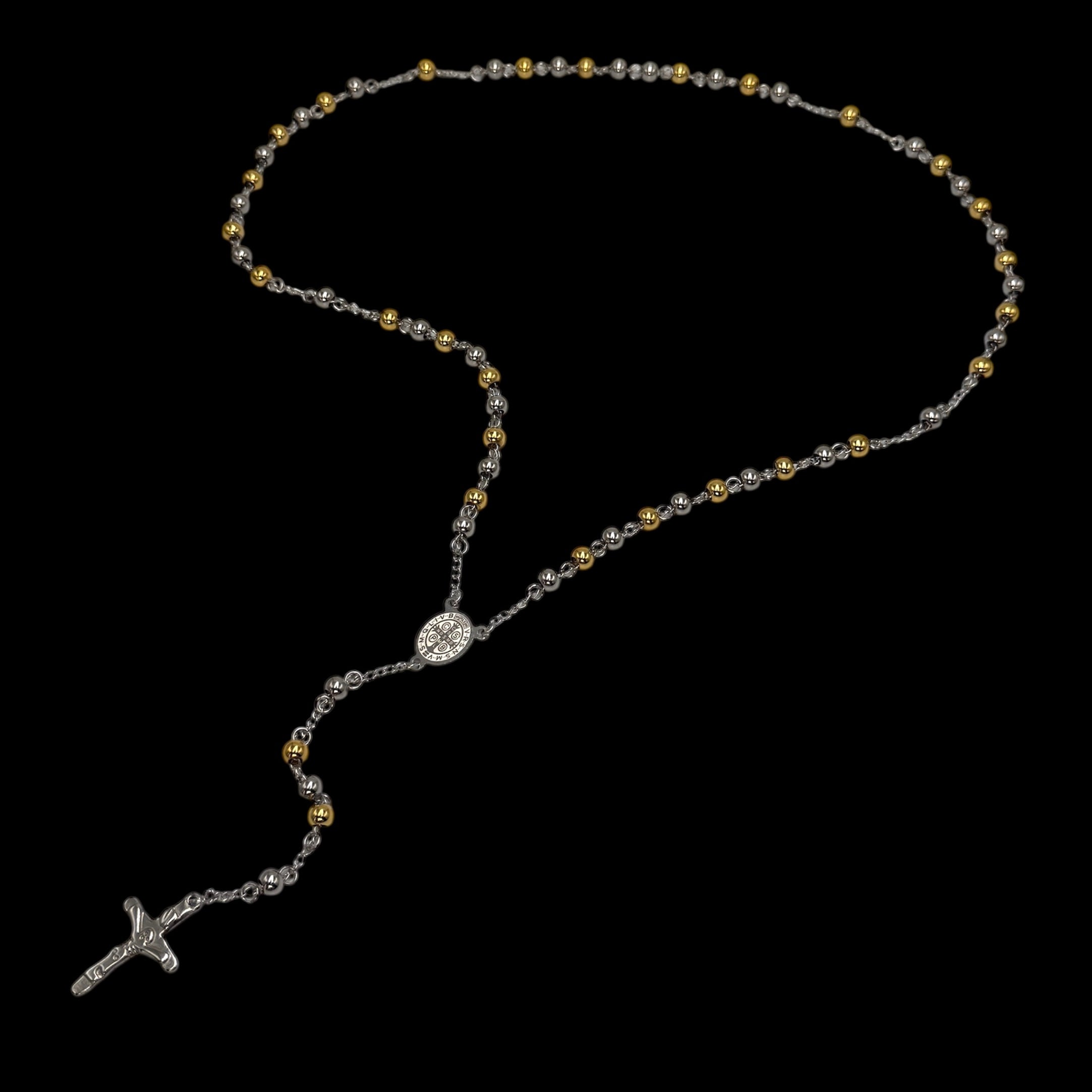 Colier Rozariu God Double de Inox Placat cu Aur