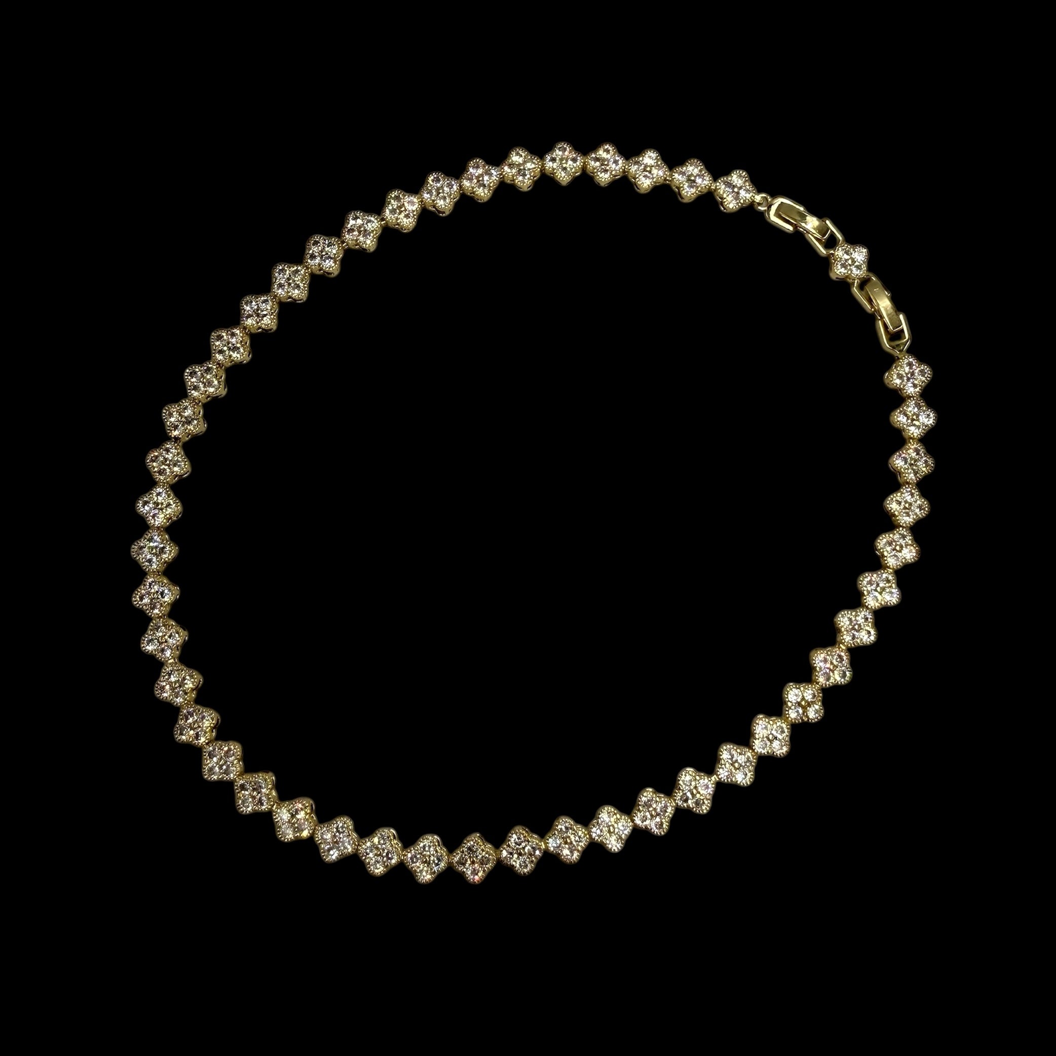 Colier Tennis Trifoi Placat cu Aur