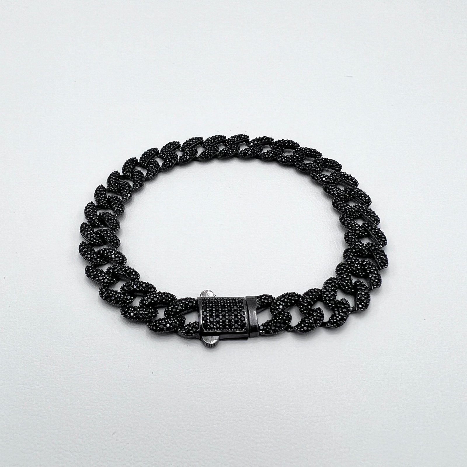 Cuban Silver Black Bracelet