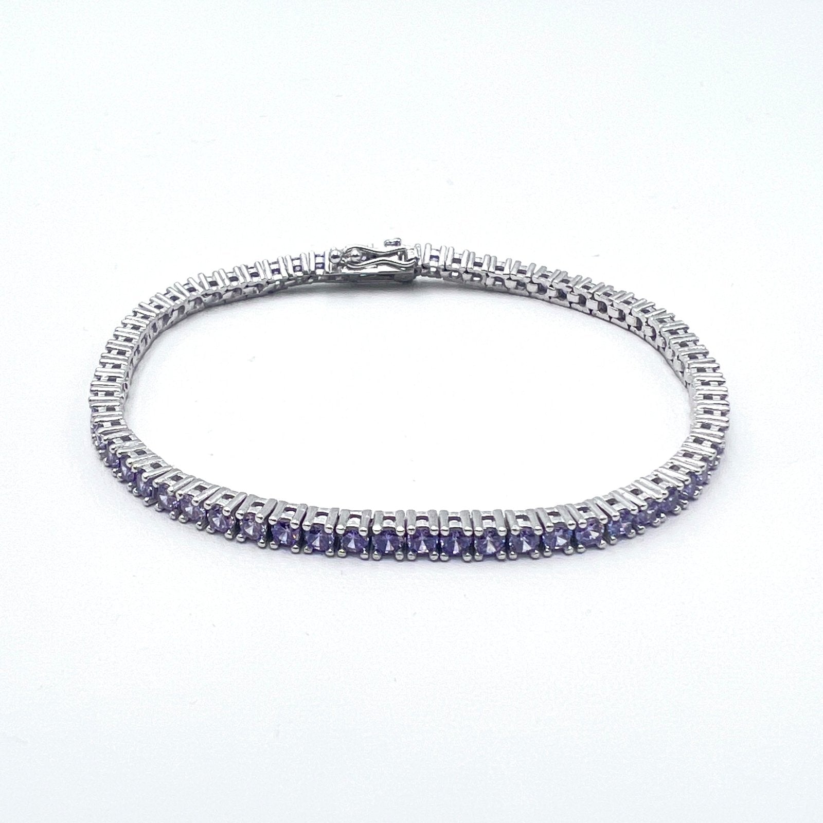 Tennis Purple Silver Bracelet