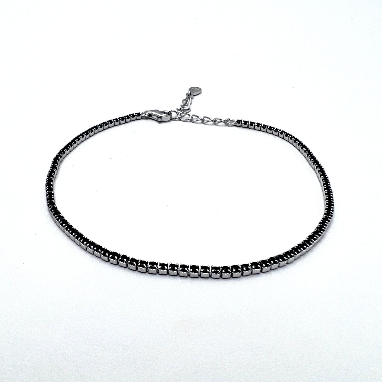 Bracelet Tennis Black 1.5mm Silver