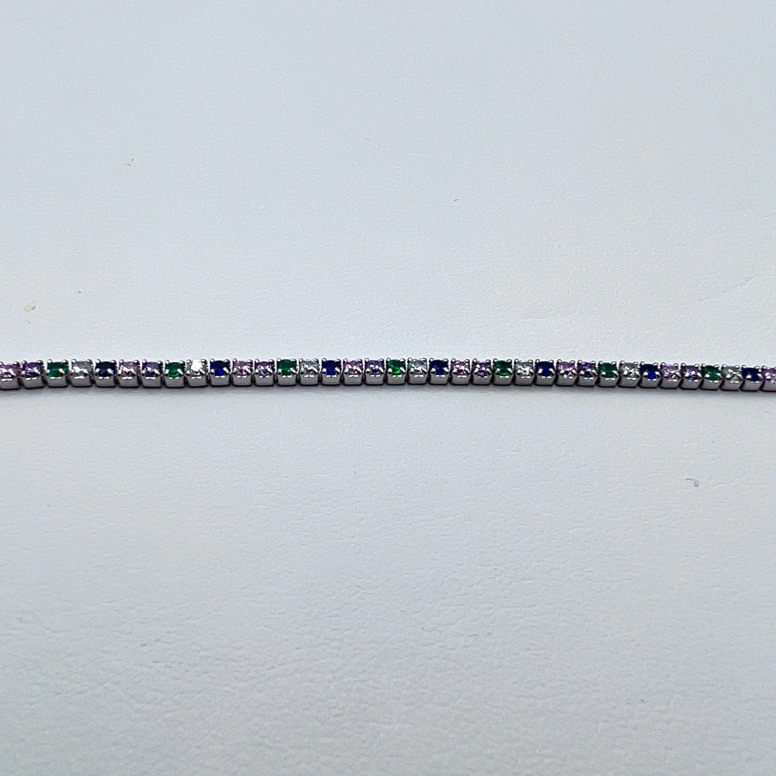 Multicolor Tennis Bracelet 1.5mm Silver