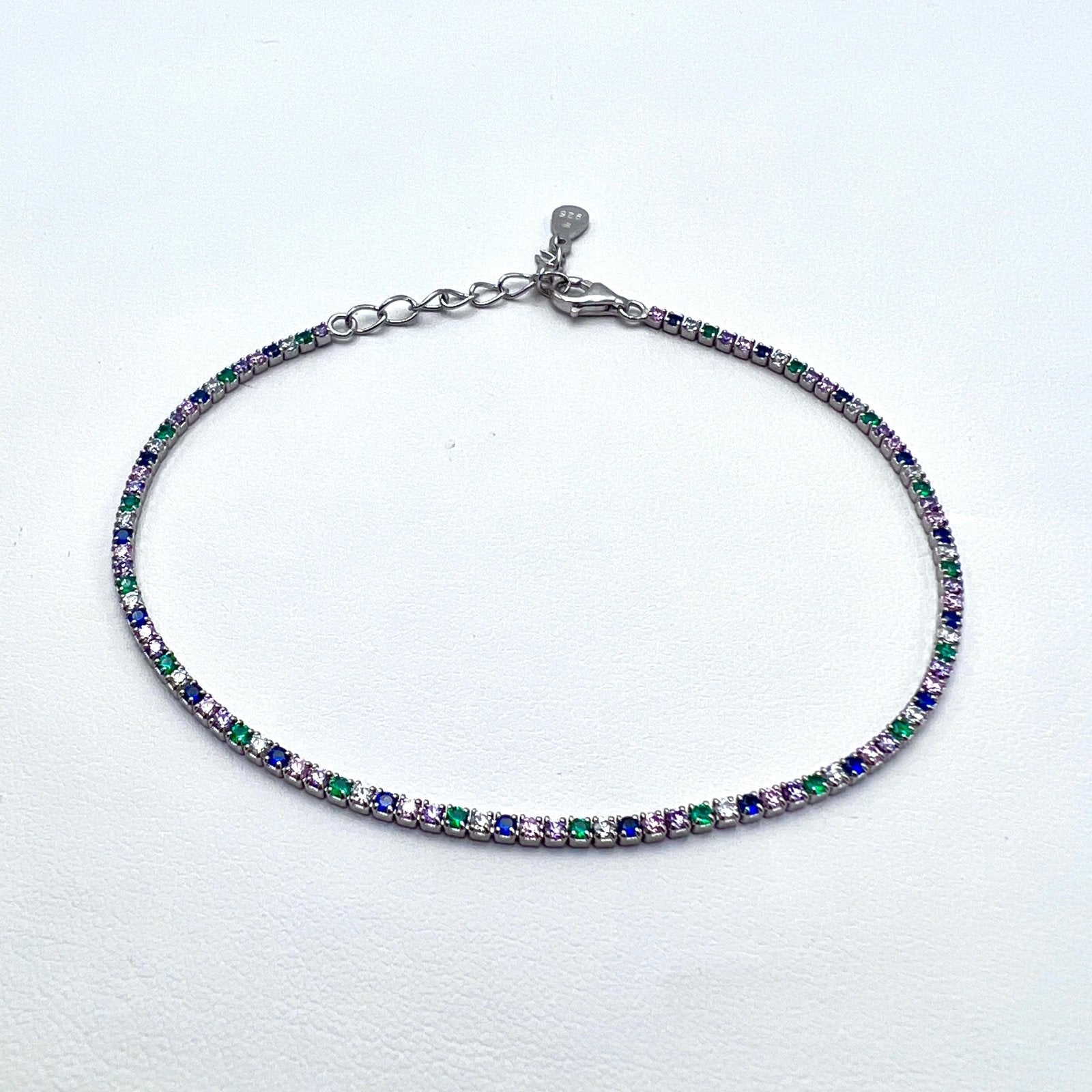 Multicolor Tennis Bracelet 1.5mm Silver