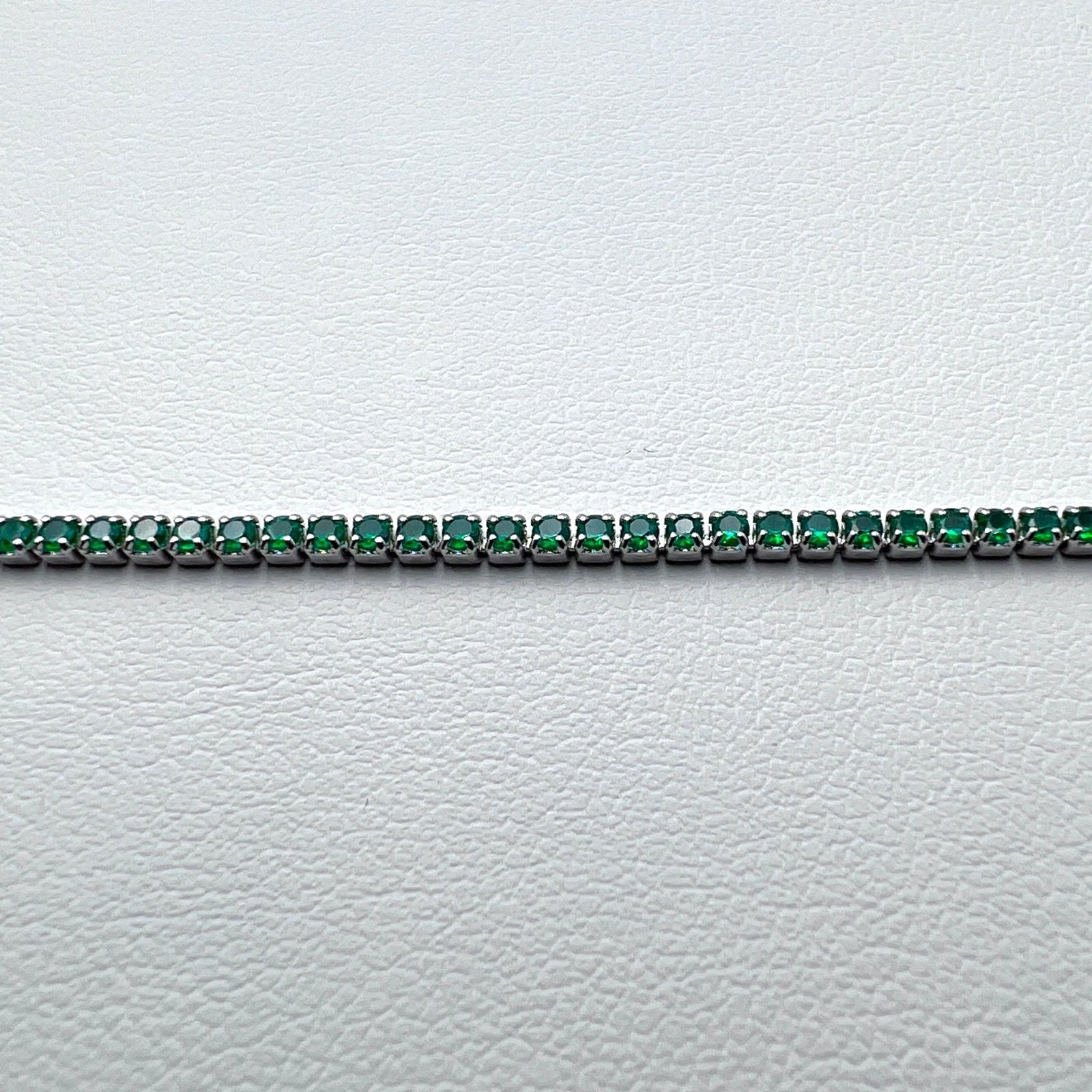 Bracelet Tennis Green 1.5mm Silver