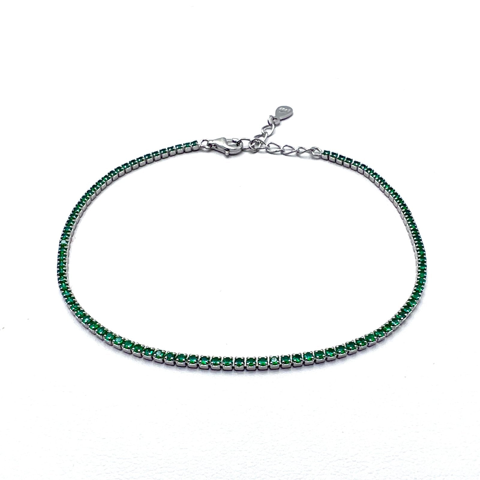 Bracelet Tennis Green 1.5mm Silver