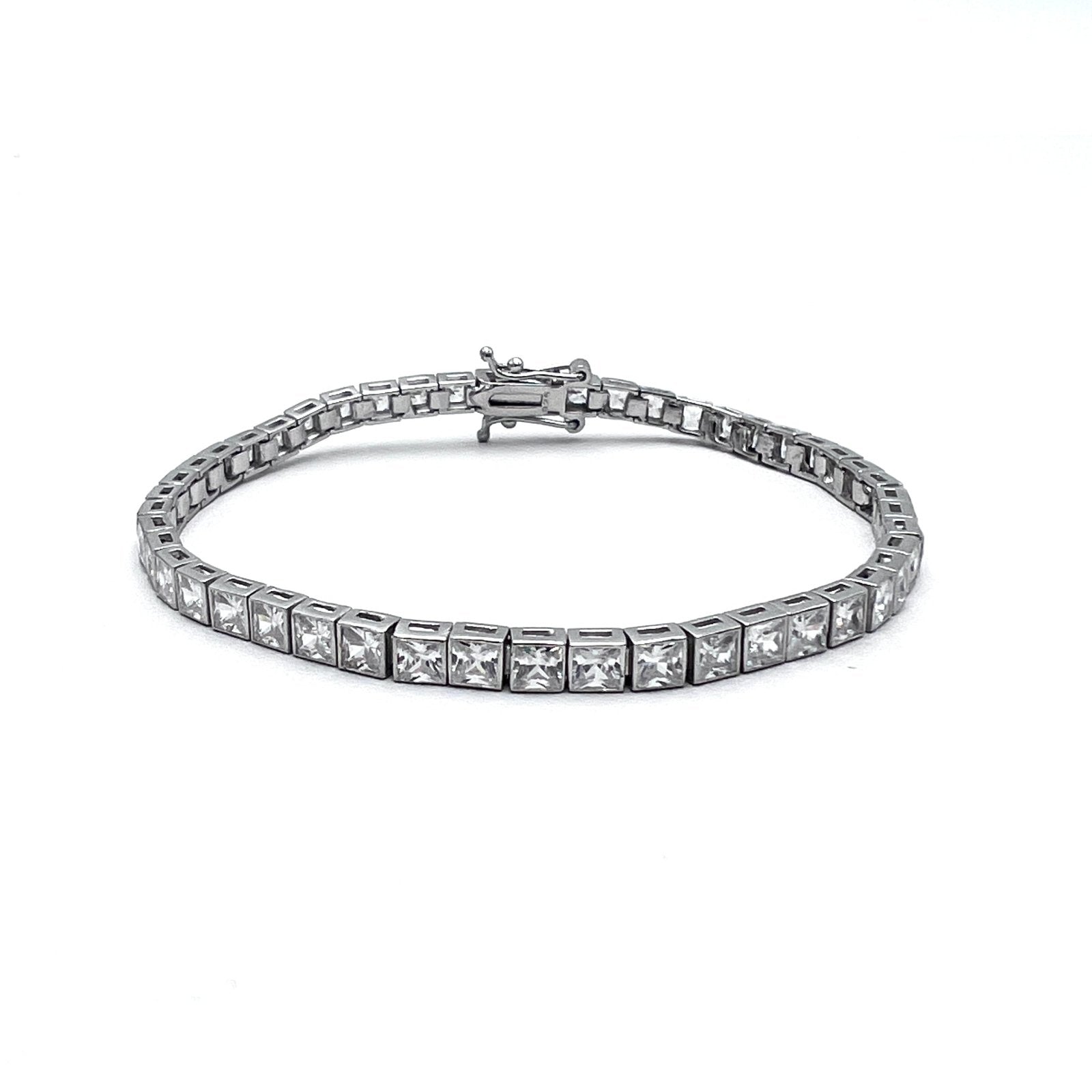 Silver Cubic Tennis Bracelet