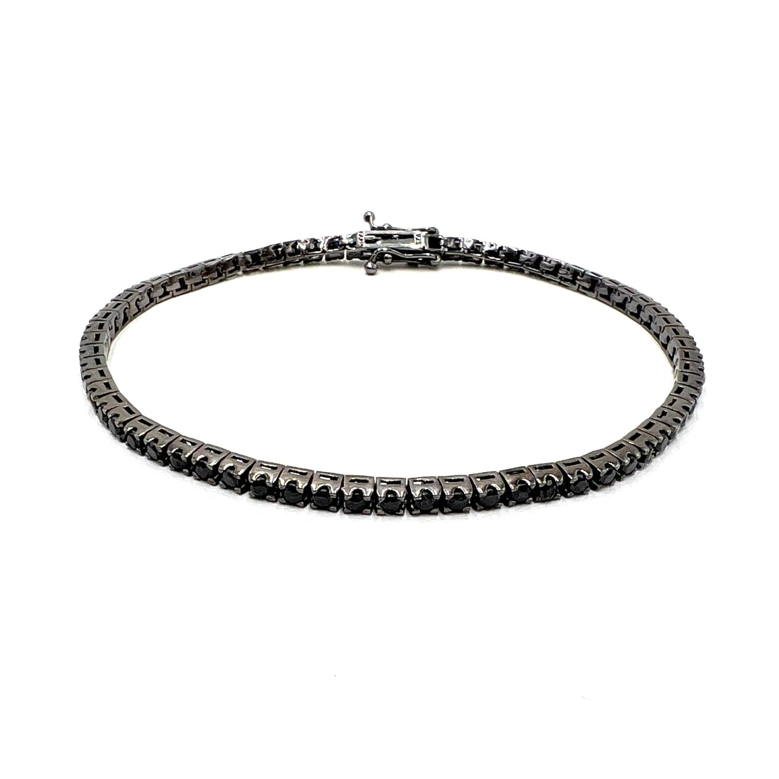 All Black Look Silver Tennis Bracelet