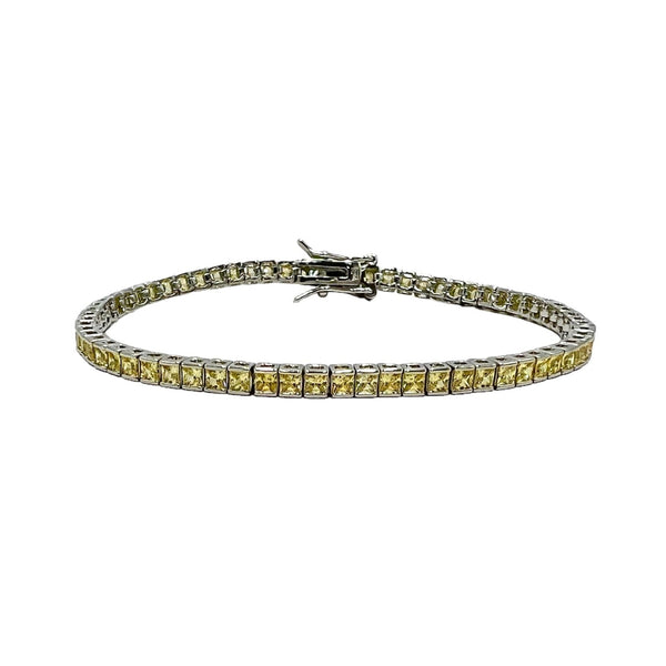 Bracelet Tennis Cassette Yellow 3mm Silver