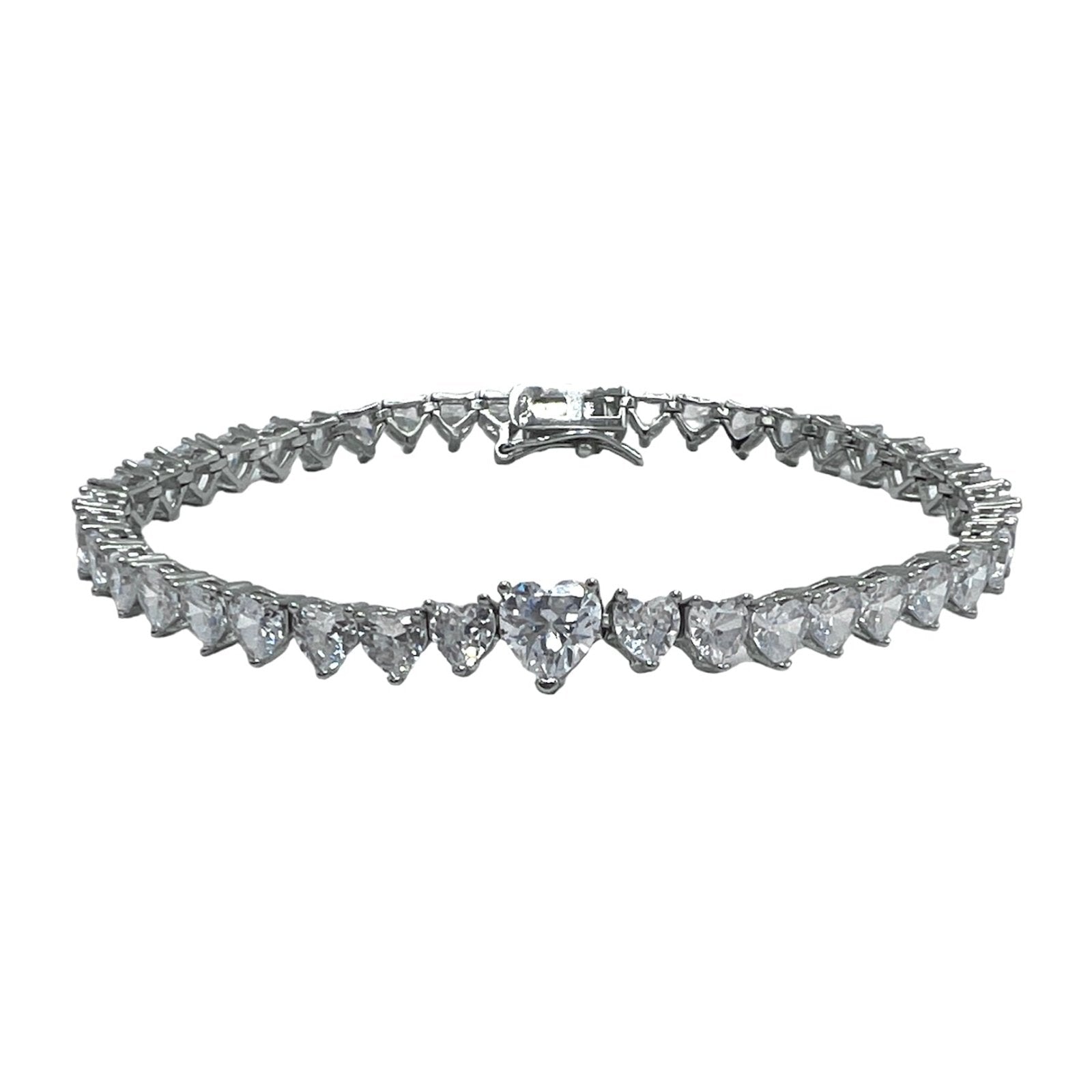 Tennis Heart 2 Bracelet Silver