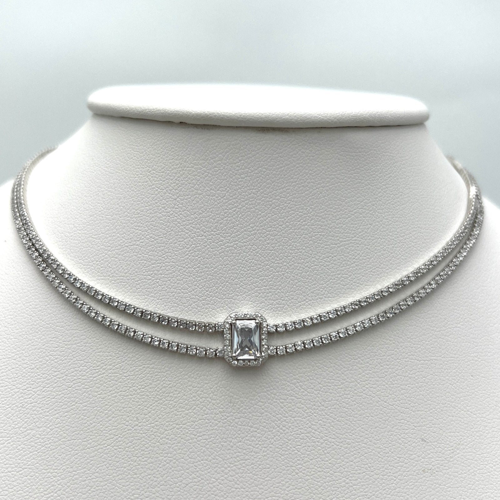 Necklace Tennis Double Line Silver