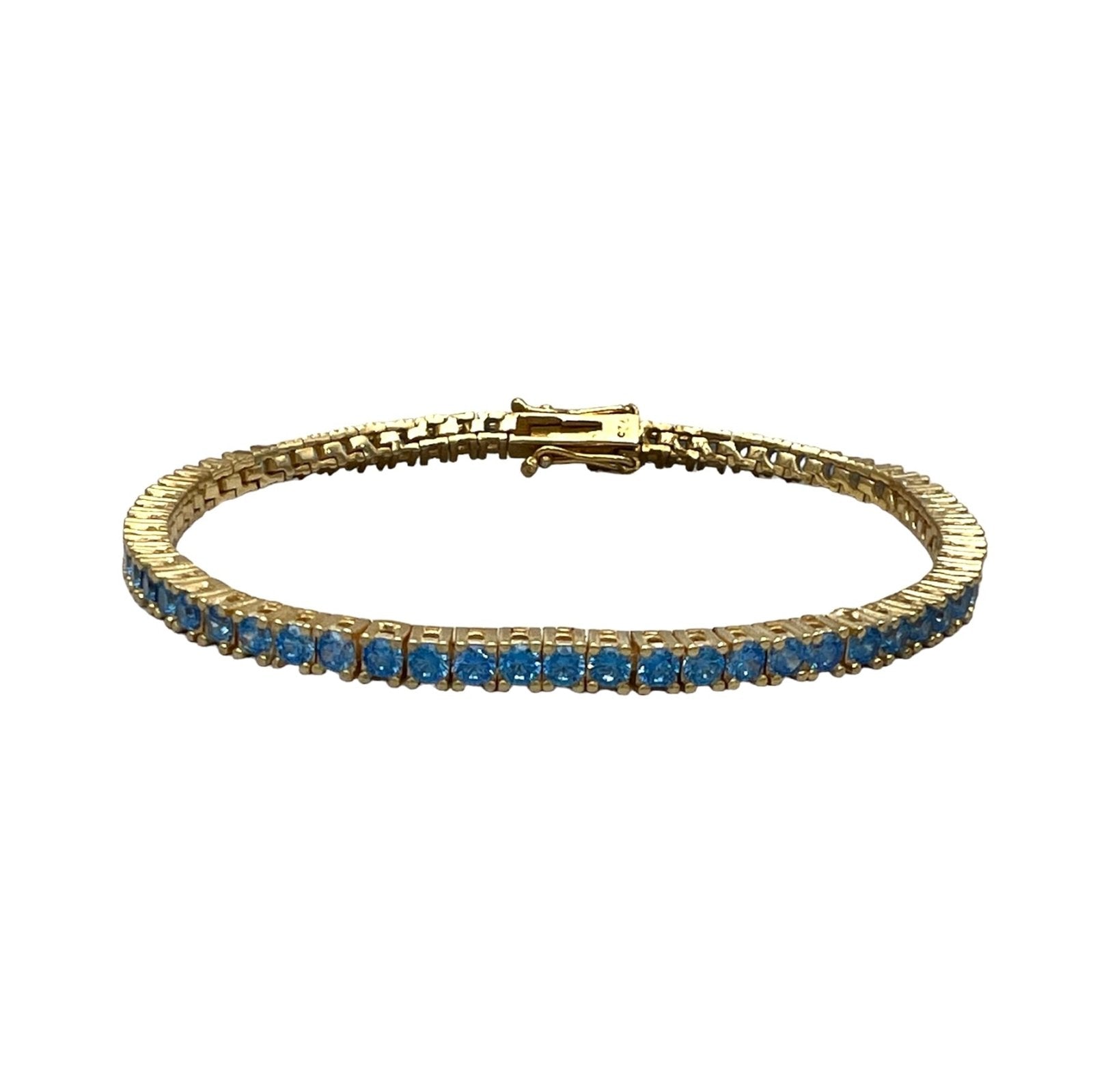 Tennis Bracelet 3mm Royal Blue Silver Plated with 24k Gold