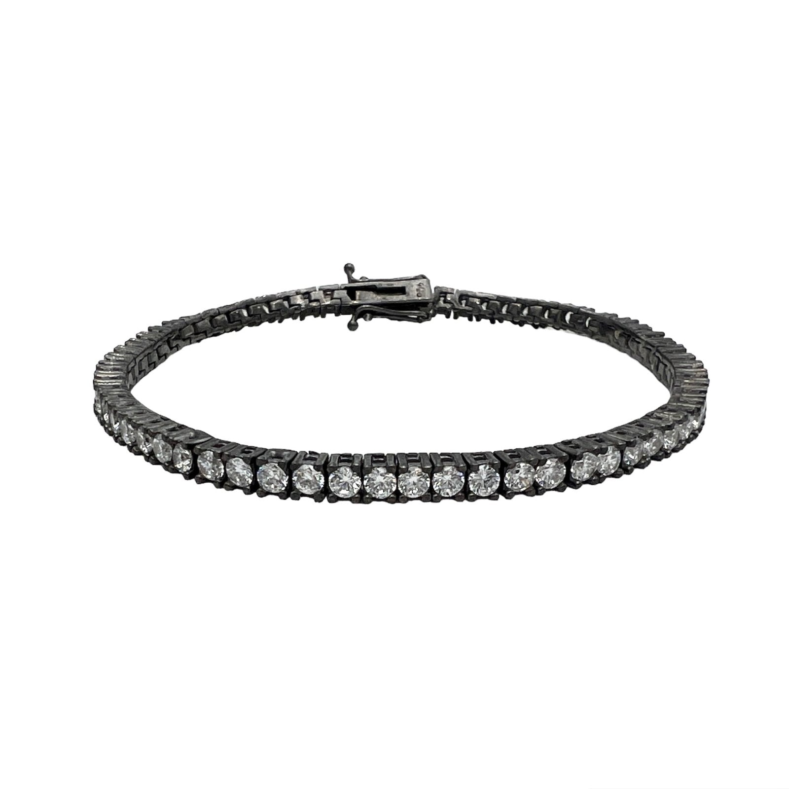 Tennis Black and White Silver Bracelet