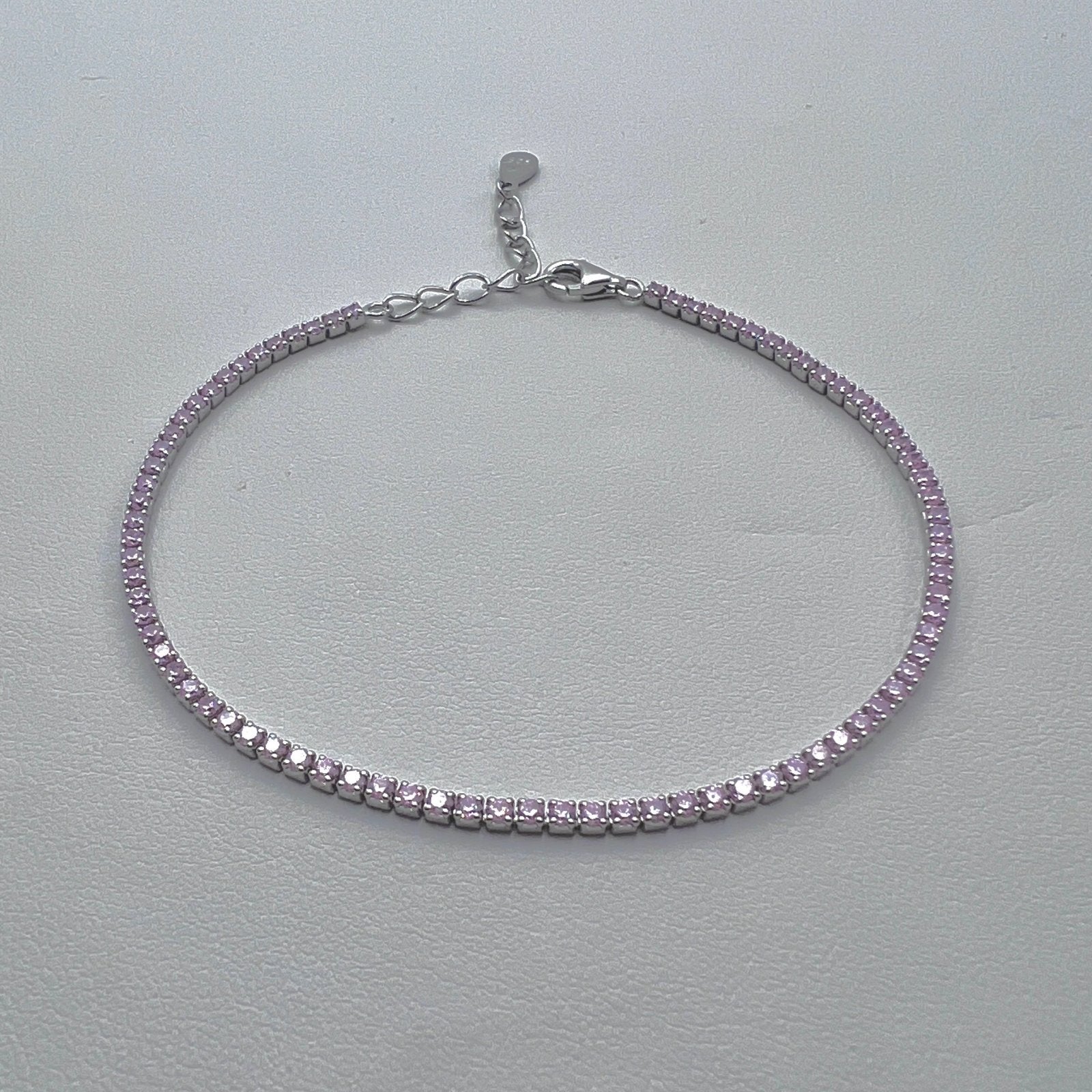 Bracelet Tennis Soft Pink 1.5mm Silver