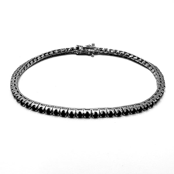 Tennis Bracelet Black Look Silver