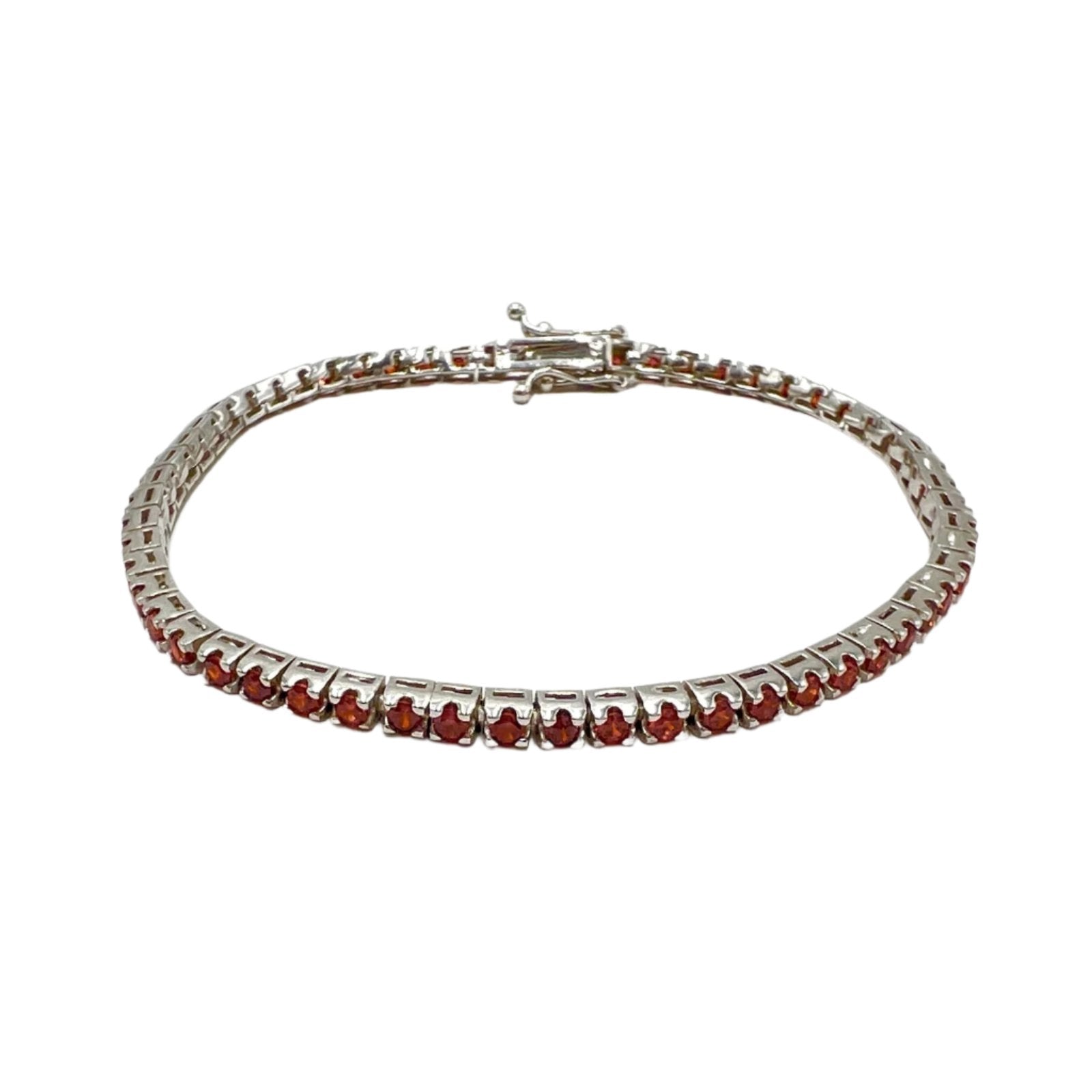 Tennis Red Silver Bracelet